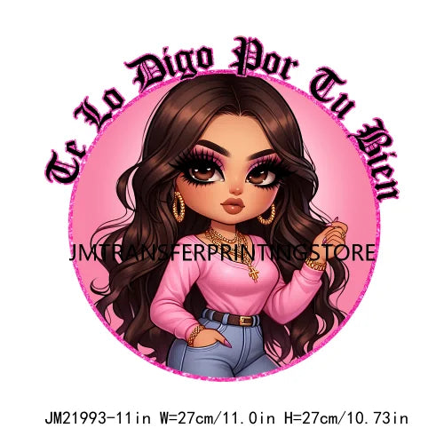 Funny Latina Chicano Mama Sayings Design Washable Chibi Women Style Mother DTF Transfer Stickers Ready To Press For T-shirts Bag