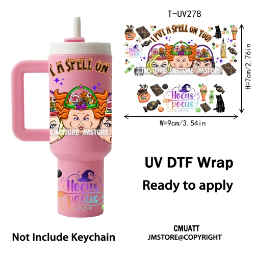 Halloween Nightmare Cartoon Characters UV DTF Mini Tumbler Keychain Wraps Ready To Apply Transfer Stickers Waterproof Decals
