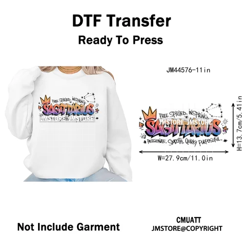 Zodiac Signs Graffiti Astrology Horoscopes Constellation  Iron on Washable DTF Transfer Sticker Ready to Press for T-shirts Bags