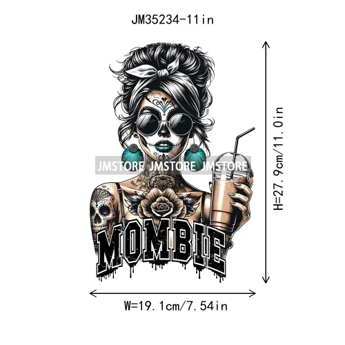 Cool Sarcasm Edgy Tattoo Idgaf Girl Iced Coffee Rebellious Women Iron on DTF Transfers Stickers Ready to Press for Clothing Bags