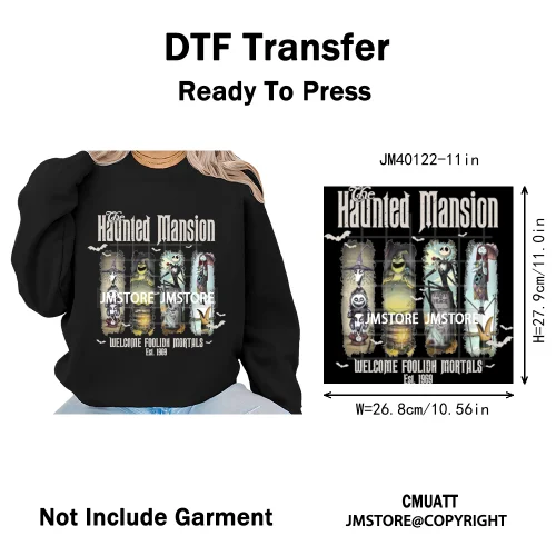 Halloween Horror Party Cartoon Friends Nightmare Spooky Vibes Iron on DTF Washable Transfers Stickers Ready to Press for Clothes