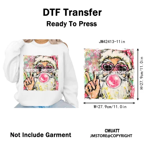 Preppy Brushstroke Gingerbread Santa Bow Tree Merry Christmas Girly Iron on DTF Transfers Stickers Ready to Press for T-shirts
