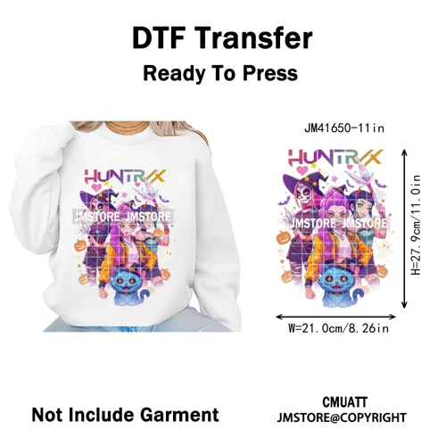 Stay Spooky Ghost Halloween Cartoon Hunters Kpop Band Group Iron on DTF Washable Transfers Stickers Ready to Press for Clothing