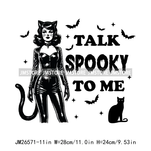 Custom Spooky Season Witch Girl Social Club Halloween Resting Witch Face DTF Iron On Transfer Sticker Ready To Press For Hoodies