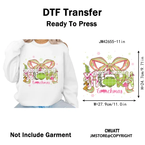 Cute Cartoon Character Coffee Cup Coquette Candy Merry Christmas Iron on DTF Heat Transfers Stickers Ready to Press for Hoodies