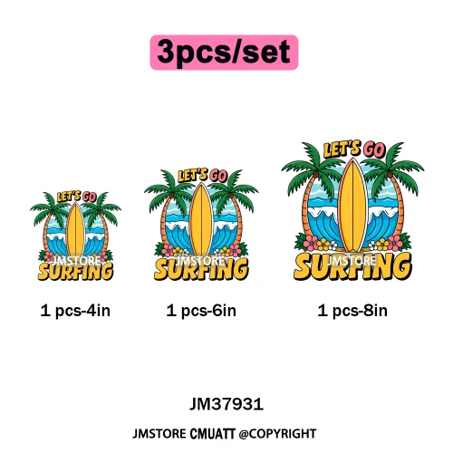 Funny Summer Quotes Sunset Palm Trees Beach Vacation Vibes Washable Iron on DTF Transfer Sticker Ready to Press for Textile Bags