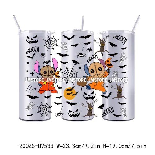 Couple Horror Character Cartoon 20OZ Straight Skinny Tumbler Wrap UV DTF Cup Wraps Custom Label Transfer Sticker Waterproof Logo