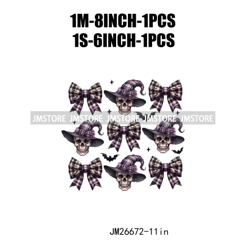 New Halloween Skeleton Ghost Coquette Bow Witch Hats Pumpkin Designs DTF Iron On Transfers Stickers Ready To Press For Hoodies