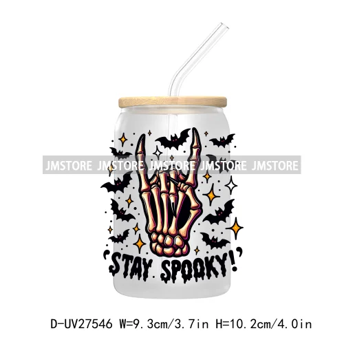 Candy Heart Spooky Ghost Halloween UV DTF Transfer Stickers Decals For Libbey Cold Cup Mug Tumbler Tis The Season Horror Pumpkin