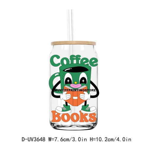 Death By Book Hangover UV DTF Sticker For 16OZ Libbey Glass Cup Can Positive Vibes Wrap Transfer Sticker Custom Labels DIY Logo