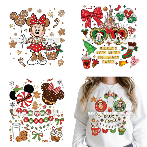 Magical Cartoon Girly Christmas Season Coquette Xmas Holiday Iron on DTF Washable Transfers Stickers Ready to Press for Textiles