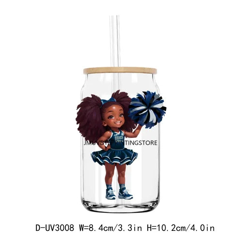 Cheer Leader Afro Black Girls UV DTF Transfers Stickers Decals For Libbey Cold Cups Mugs Tumbler Waterproof DIY Craft