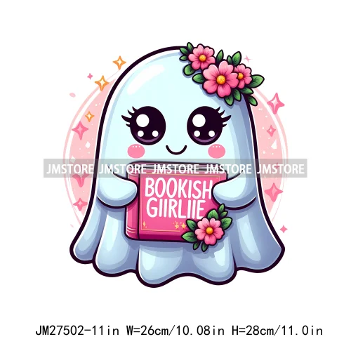 Read Books Flower Bike Music Ghost Sweet Spooky Season Halloween DTF Printing Logos Iron On Transfers Stickers For Hoodies Bags