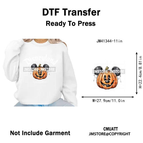 Cartoon Friends Character Faux Glitter Coquette Pumpkin Girly Halloween Iron on DTF Transfer Stickers Heat Press for Hoodies Bag
