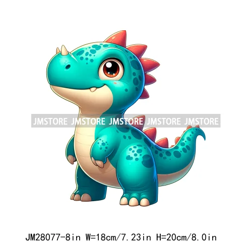 Colorful Dinosaur Baby Animal Thermal Printing Iron On DTF Transfer Stickers Ready To Press For Clothes