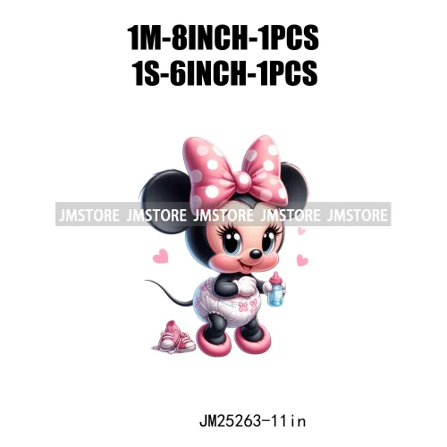 Cartoon Animal Sport Cheer Thermal Designs Baby Pink Mouse Iron On DTF Heat Press Transfers Stickers Ready To Press For Clothes