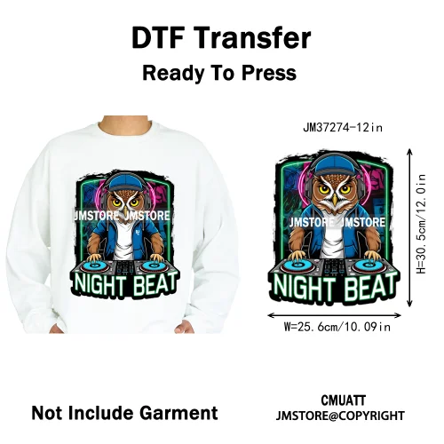 12in Graffiti Streetwear Beasts Cartoon Animals Hip Hop Quotes Iron on DTF Heat Transfers Stickers Ready to Press for Hoodies