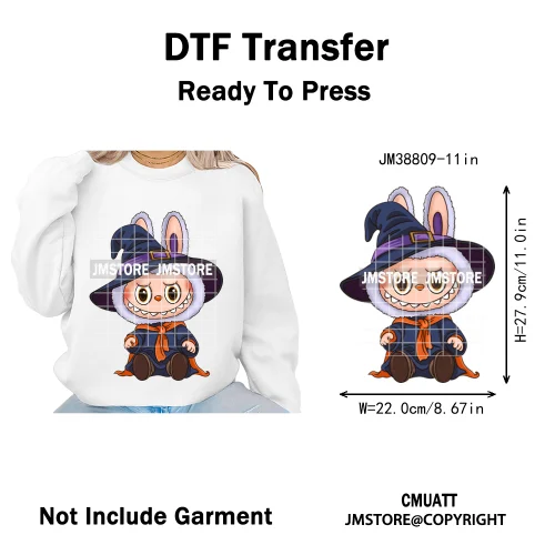 Sorat Sweet Sorat Spooky Cartoon Monster Halloween Designs Iron on DTF Washable Transfers Stickers Ready to Press for Hoodies