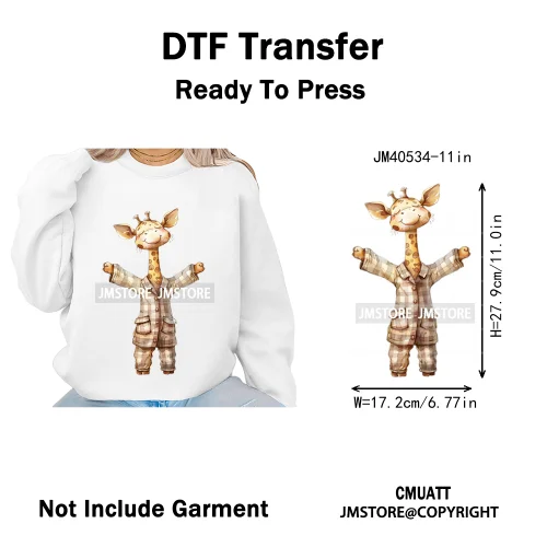 Cute Nursery Sleepy Baby Safari Jungle Animals in Pajamas Love Iron on DTF Washable Transfers Sticker Ready to Press for Clothes