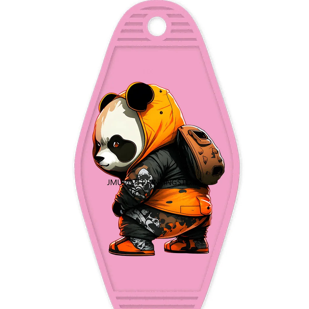 Cool Cartoon Animals High Quality WaterProof UV DTF Sticker For Motel Hotel Keychain Hip Pop Panda Bears