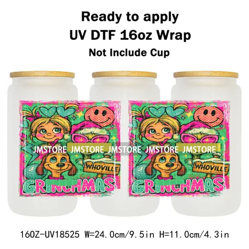 Mean Guy Christmas Movie Vacation Holiday 16OZ UV DTF Cup Wraps Ready To Apply Waterproof Transfer Stickers For Libbey Glass Can