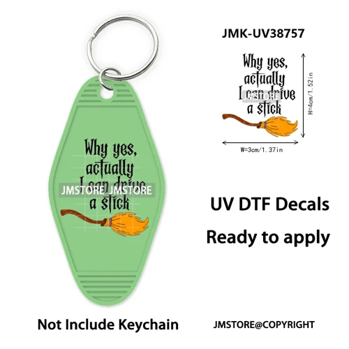 Funny Halloween Skull Skeleton Ghosts UV DTF Motel Keychain Wraps Ready To Apply Waterproof High Quality Hotel Keychain Decals