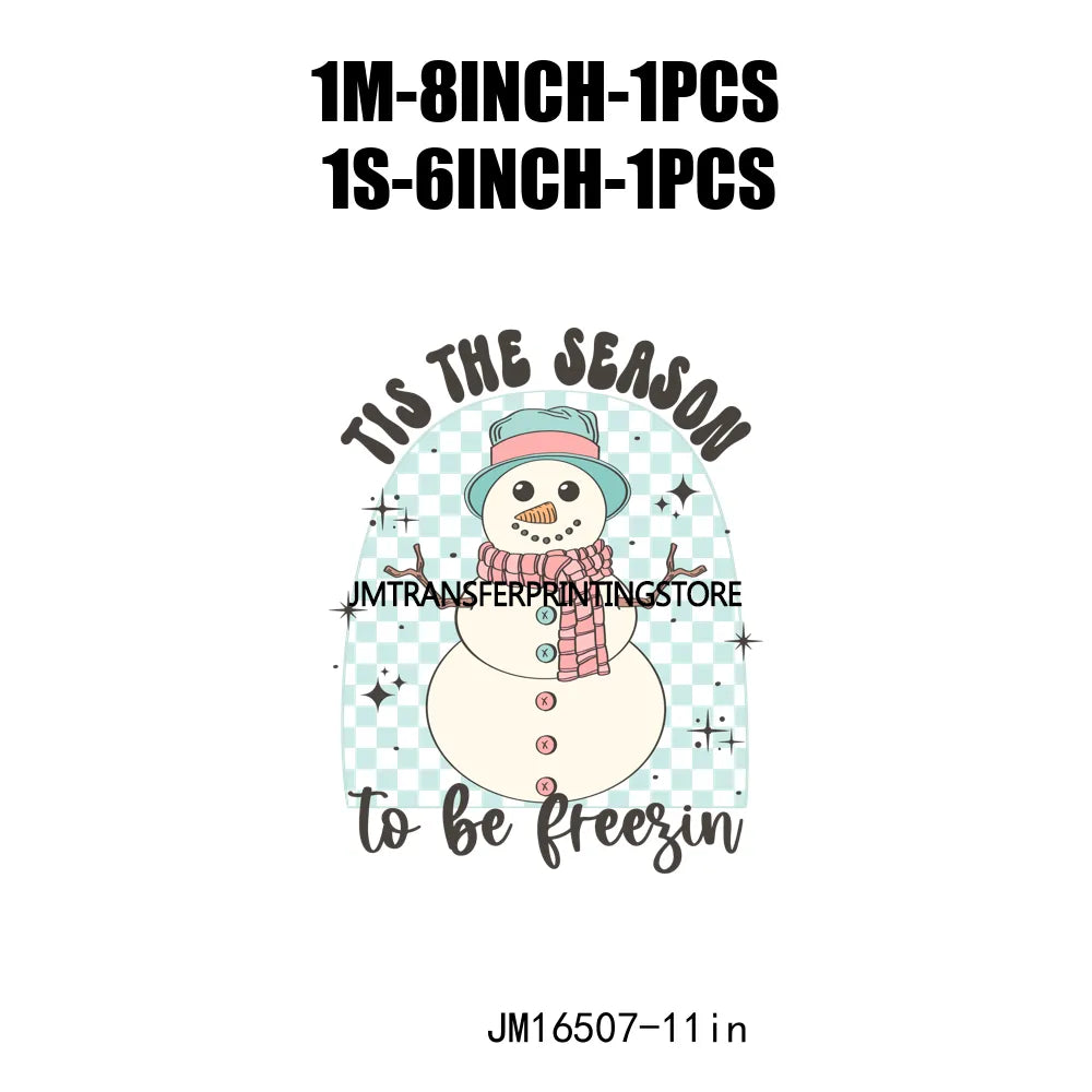 Tis the Season Merry Christmas Santa Claus Decals Frosty Snowman Christmas Spirit DTF Transfer Stickers Ready To Press For Bags