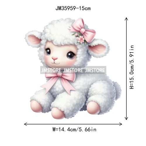 15cm 5.9in Creative Bow Sheep Tiger Animal Iron On Heat Transfer Sticker For Clothes Printed Thermal Washable T-Shirt Applique