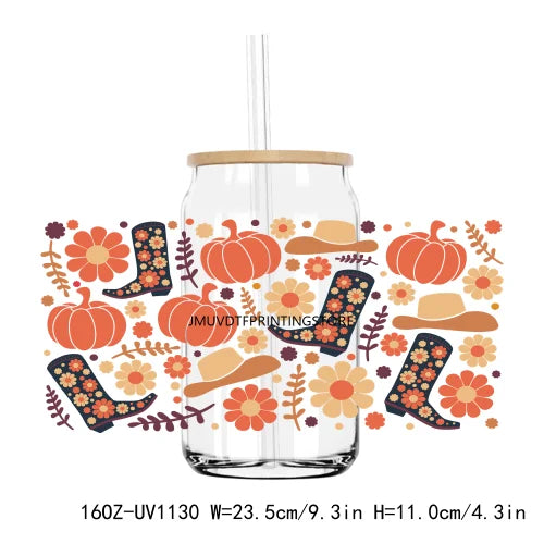 Thanksgiving Fall Thick And Juicy 16OZ UV DTF Cup Wrap Transfers Stickers Custom Labels DIY Waterproof Logo For Libbey Glass Can