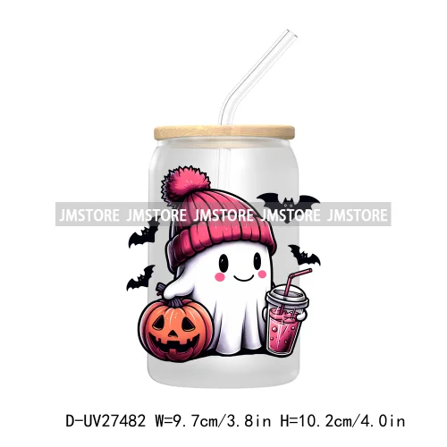 Trick or Teach Ghouls Halloween UV DTF Transfer Stickers Decals For Libbey Cold Cups Mugs Tumbler Waterproof Label Spooky Season