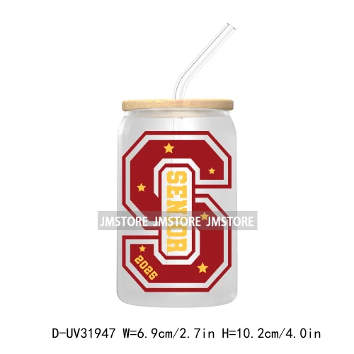 Senior 2025 College Grad UV Sticker Decals For Libbey Cold Cups Mugs Tumbler Transfer Stickers Waterproof Labels Graduation Cap