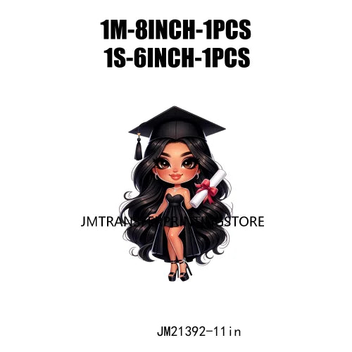 DIY Chibi Latina Graduation Diploma Designs Iron On Chicana College Woman Transfers Printing Stickers Ready To Press For Hoodies