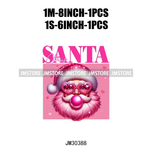 Cool Thug Life Santa Snowman Pink Bubble Holiday Gifts Christmas Iron On DTF Transfers Stickers Ready To Press For Sweatshirts