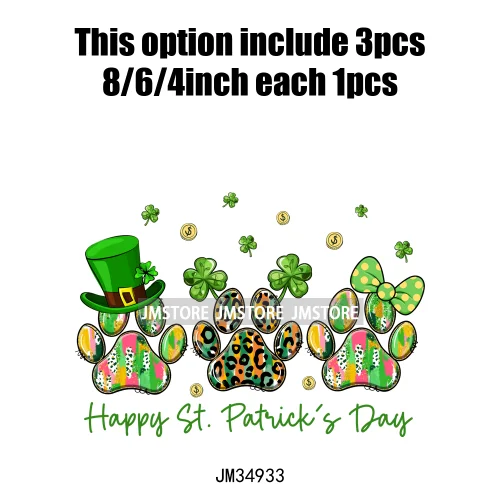 Feeling Lucky Vibes Coquette Shamrock Irish St Patrick's Day Iron On DTF Heat Transfers Stickers Ready To Press For T-shirts Bags