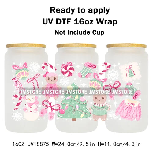 Tis The Season Mexican Christmas 16OZ UV DTF Cup Wraps Ready To Apply Waterproof Transfer Stickers For Libbey Glass Can Tumbler