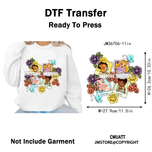 Trendy Flower Cat Bee Animal Lover Cute Princess Designs Iron on DTF Washable Transfers Stickers Ready to Press for T-shirts