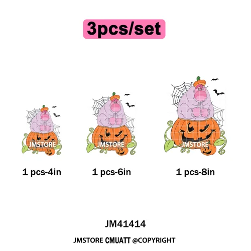 Funny Cartoon Movie Character Halloween Pumpkin Coquette Iron on DTF Washable Heat Transfer Stickers Ready to Press for Clothes