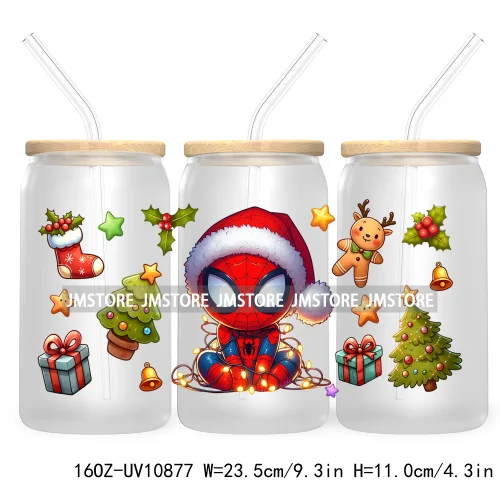 Cute Baby Horror Characters Christmas Season 16OZ UV DTF Cup Wrap Transfer Stickers Durable Waterproof Logo For Libbey Glass Can