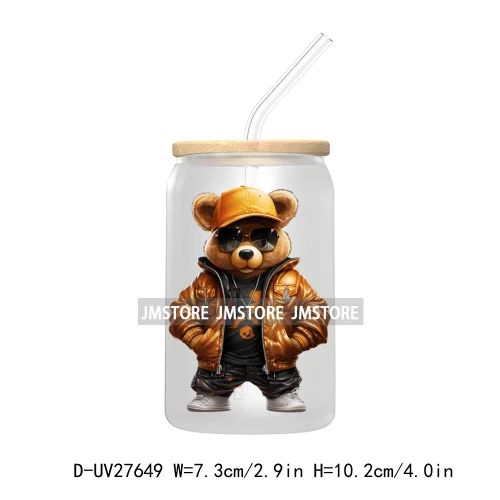 Hip Hop Urban Graffiti Teddy Bear UV DTF Transfer Stickers Decals For Libbey Cold Cups Mugs Tumbler Waterproof Trendy Bears Doll