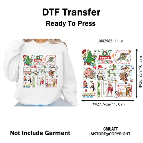 Very Merry Christmas Party Cartoon Princess Kids Friends Winter Gifts Iron on DTF Transfers Stickers Ready to Press for Textiles