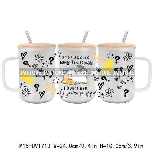 Dog Mom Club UV DTF Glass Can Wrap For 15OZ Mug Coffee Cup Transfer Stickers DIY Custom Logo Labels Cat Paw Affirmations