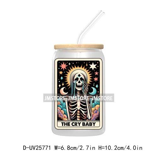 Sarcastic Sweary Skeleton Skull UV DTF Transfer Stickers Decals For Libbey Cold Cups Mugs Tumbler Custom Labels Funny Tarot Card