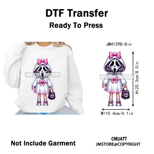 Spooky Halloween Scary Ghost Pumpkin Mama Kids Family Love Iron on Washable DTF Transfers Stickers Ready to Press for Textile