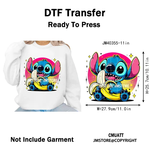 Trendy Cartoon Animal Characters Lover Cold Peel Logos Iron on DTF Washable Transfers Stickers Ready to Press for Hoodies Bags