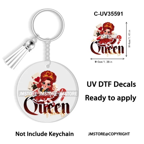 Cartoon Princess In My Villains Era UV DTF Decal Round Keychain Ready To Apply WaterProof Transfer Stickers For Circle Keychain