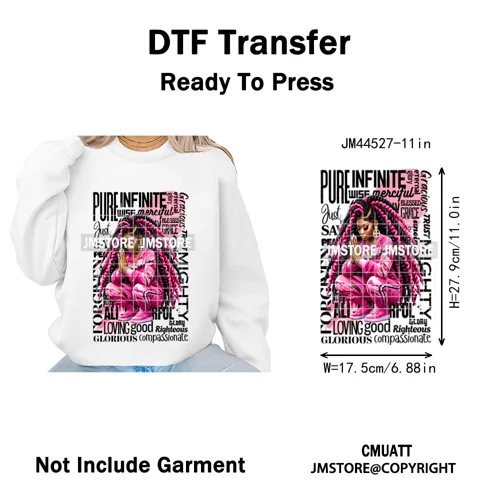 Afro Girls Prayer Jesus Faith Love Magic Christian Women Iron on Washable DTF Heat Transfers Stickers Ready to Press for Clothes