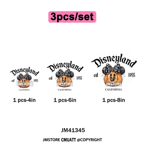 Cartoon Friends Character Faux Glitter Coquette Pumpkin Girly Halloween Iron on DTF Transfer Stickers Heat Press for Hoodies Bag