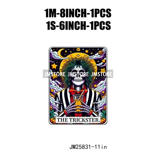 New Halloween Trickster Killer Scary Characters Tarot Cards Thermal Logos DTF Iron On Heat Press Transfers Stickers For Clothes