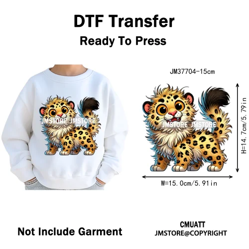 15cm 5.9in Kids Size Funny Pets Lovers Playful Panda Lion Chameleon Animal Iron on DTF Transfer Stickers Ready to Press for Bag