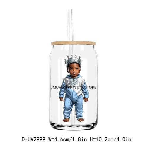 Black Baby Boy King UV DTF Transfers Stickers Decals For Libbey Cold Cups Mugs Tumbler Waterproof DIY Craft King Teddy Bear